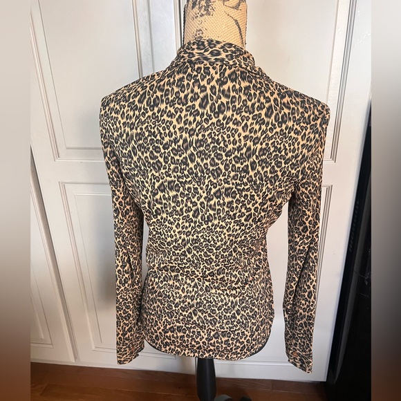 Express leopard print button polyester shirt Small - Picture 2 of 4